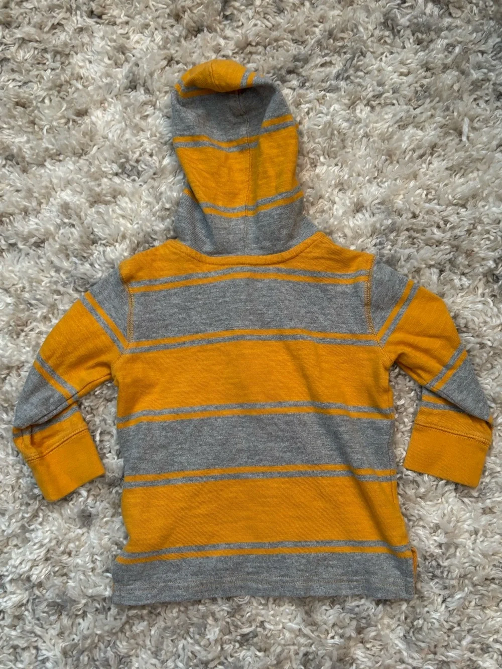 GAP Hooded Striped Pullover - Yellow & Gray